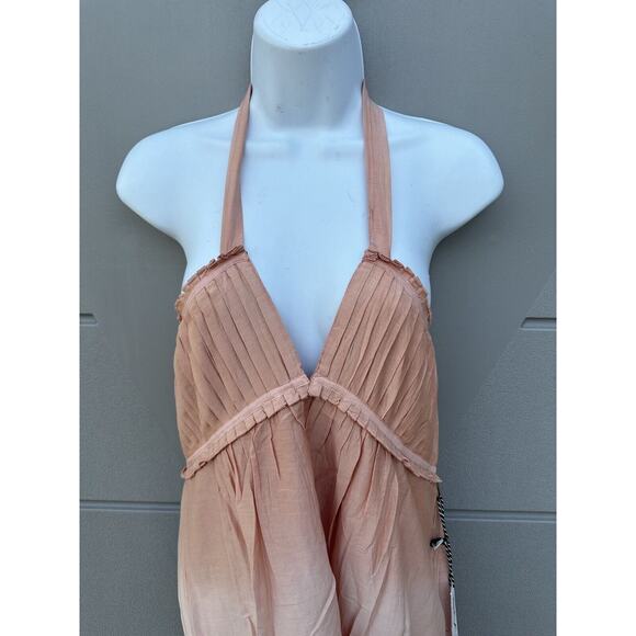 St Roche Dream Maxi Dress Halter Pockets Pink Black Resortwear Silk Blend Sz 10 - Picture 7 of 15